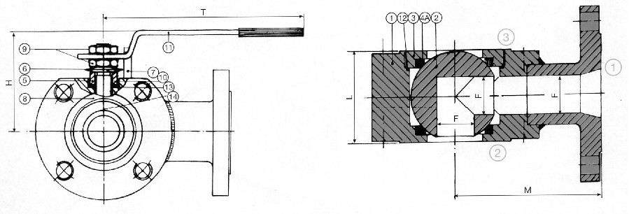 ИНМОР | Кран фланцевый шаровый компактный 3-ходовой PN 16 Рис.06-028