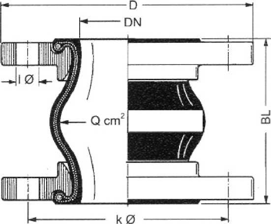 ИНМОР | Компенсатор трубопровода резиновый фланцевый PN 10 Рис.09-022